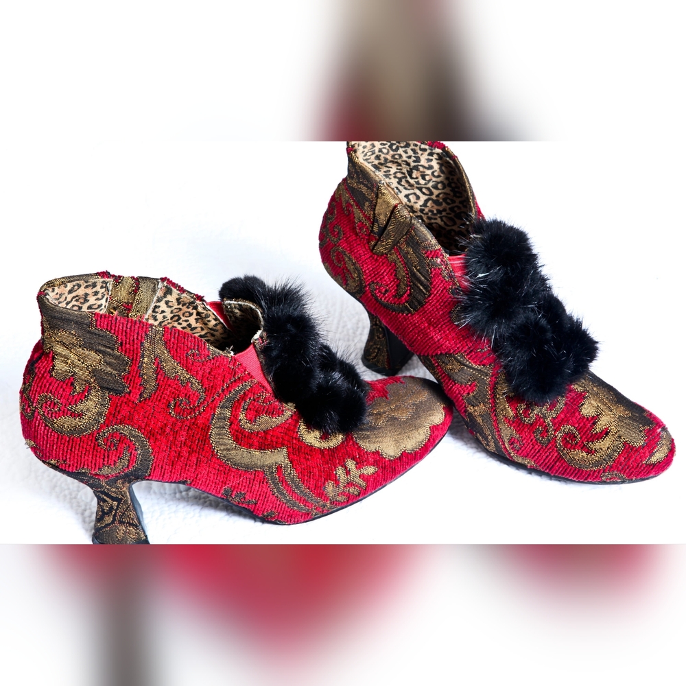 EUC Baci Mink Fur Daisy Leather Ankle Heel Boots Size 8M